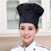 創(chuàng)簡約款廚師帽棉白色蛋糕店布帽酒店服務(wù)員廚師工作帽百褶蘑菇帽
