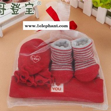 哥登寶 嬰兒襪套裝 0-6個月寶寶帽子手套襪子三件套 寶寶套裝