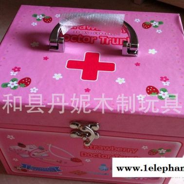 批發(fā) 兒童木制過家家仿真玩具 醫(yī)生護(hù)士組合 藥箱