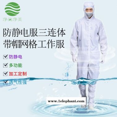 無塵服 潔凈服 0.5網(wǎng)格滌綸連體防靜電服 特斯拉汽車廠 富士康電子廠防塵服 蘇州凈尚凈美 生產(chǎn)廠家