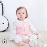秋冬季新款嬰幼兒棉背心無袖單排扣新生兒爬服外套