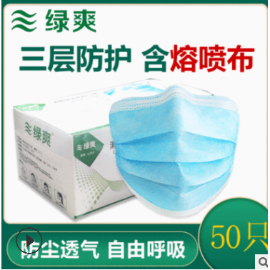 現貨保為康綠爽L213一次性民用口罩內含熔噴布防塵防顆粒防護口罩