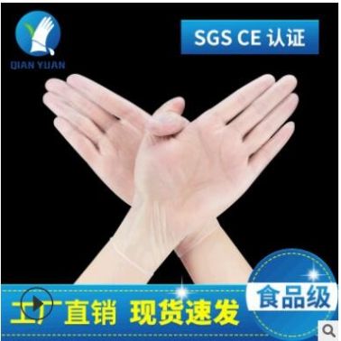 現(xiàn)貨批發(fā)一次性防護手套 透明無粉美容染發(fā)勞保食品級衛(wèi)生pvc手套