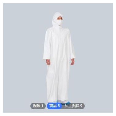 瑞康一次性白色無紡布連體防護服 65g帶隱形拉鏈防塵連體防護服