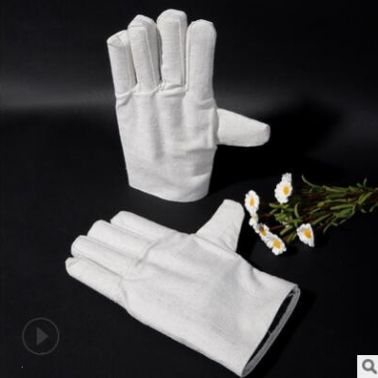 帆布雙層勞保手套白甲雙層防護(hù)電焊廠(chǎng)家批發(fā)勞保用品帆布手套