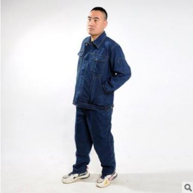 加厚牛仔勞保工作服電焊工作服套裝男 工地工廠(chǎng)耐磨 工裝定制