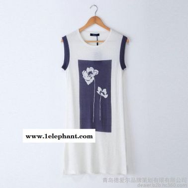 2015連衣裙女夏 針織個性修身圓領(lǐng)提花連衣裙夏中裙 無袖套頭裙子