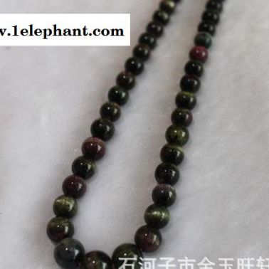 特價(jià)銷售**新疆阿勒泰天然碧璽貓眼圓珠項(xiàng)鏈《金玉旺軒**和田玉器專賣