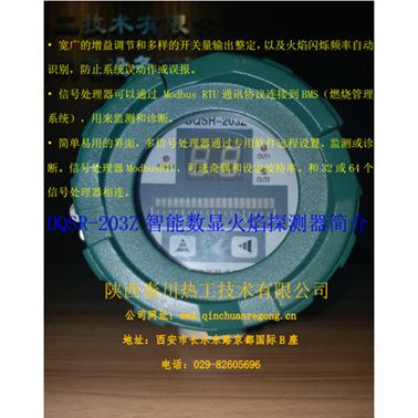 陜西秦川熱 工DQSR-203 Z智能數(shù)顯火焰探測(cè)器，輸出開關(guān)量模擬量信號(hào)